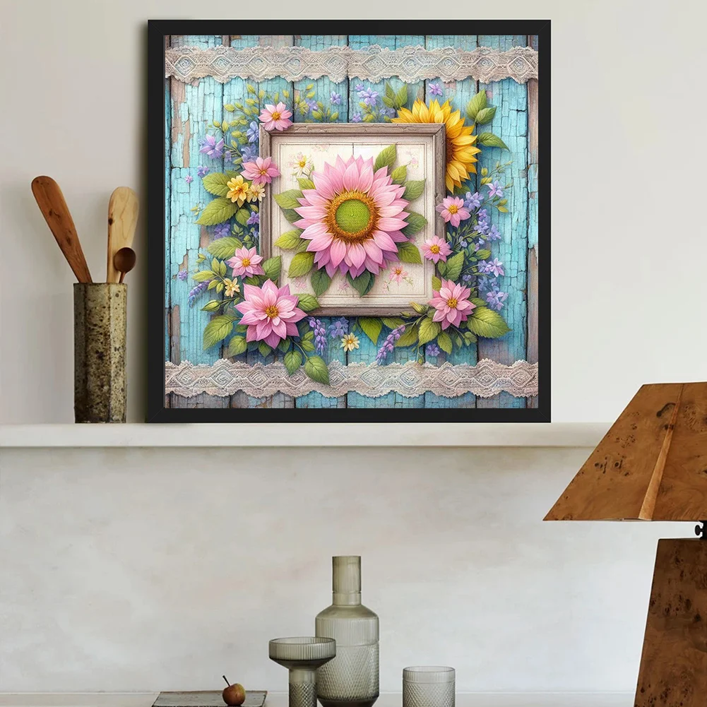 Diamond Painting - Full Round Drill - Pink Sunflower(Canvas|30*30cm)