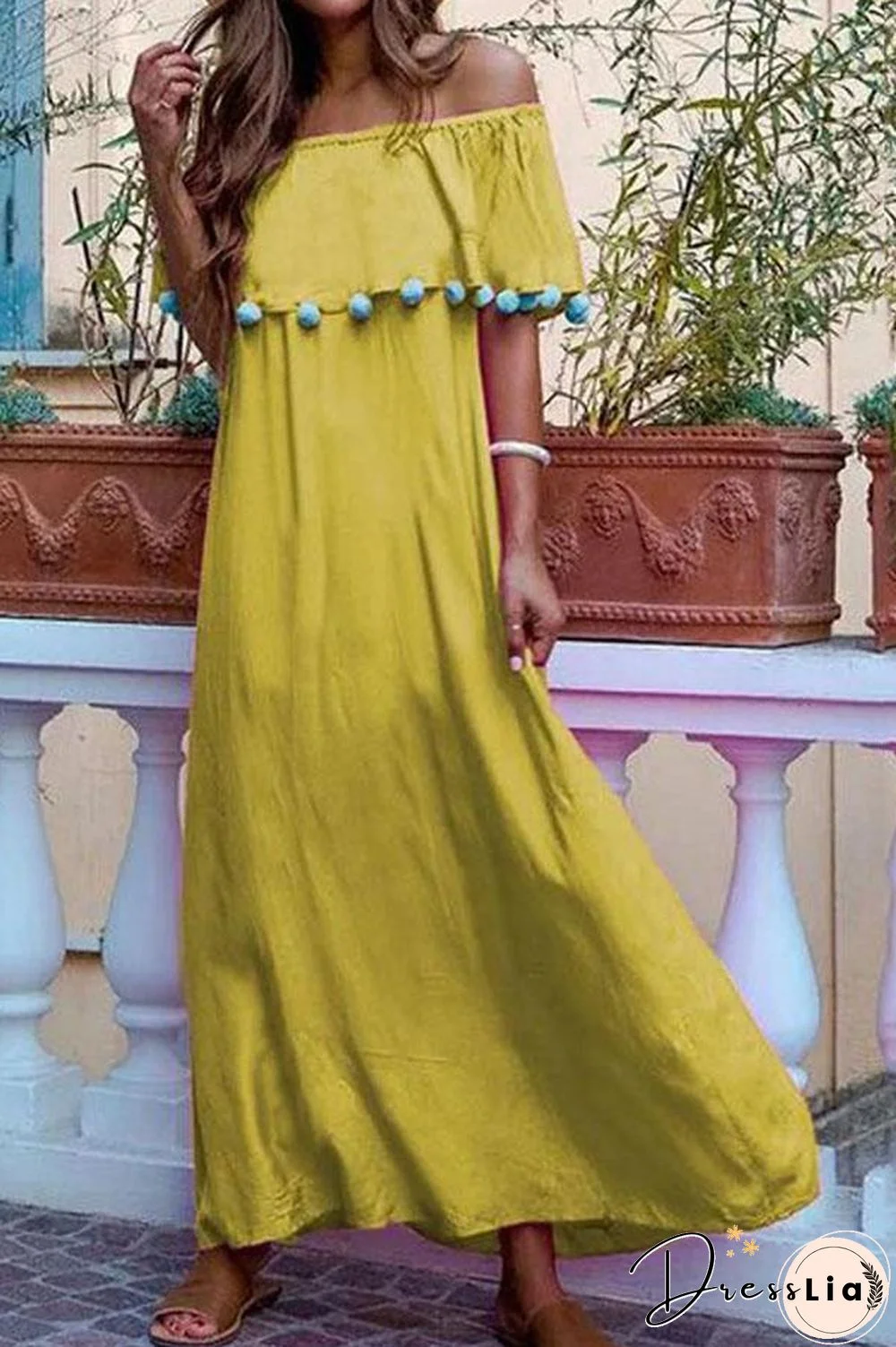 Vacation Strapless Loose Dress P16150