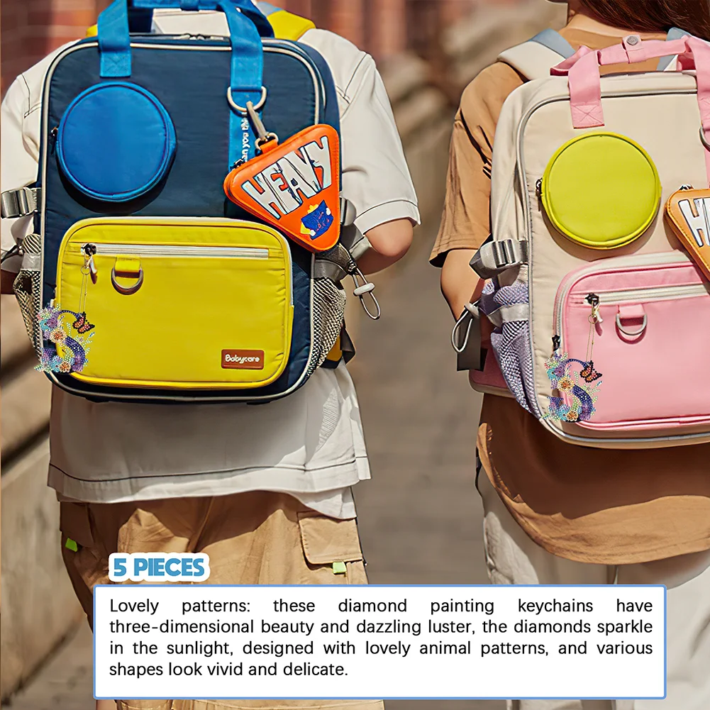 DIY S Diamond Art Key Rings Lettter Keychain Supplies Gift for Kids(Double Sided)