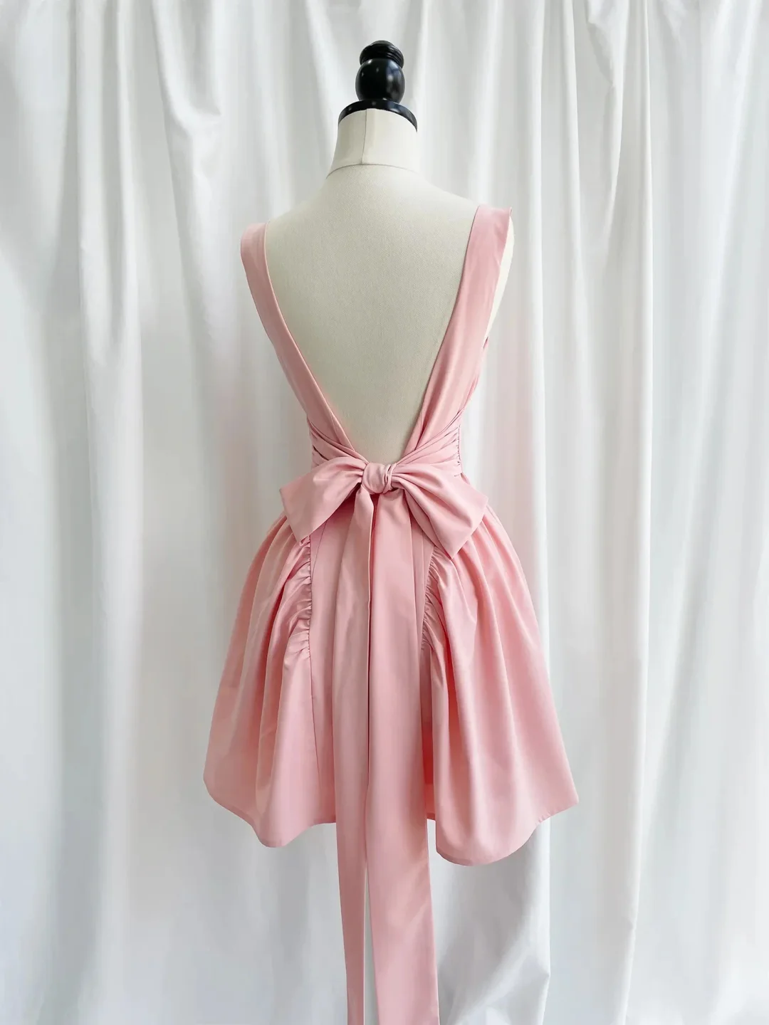 Suninheart Summer Sexy Square Collar Backless Party Dresses Mini White Drape A Line Night Date Dress Big Bow Women New In Dress