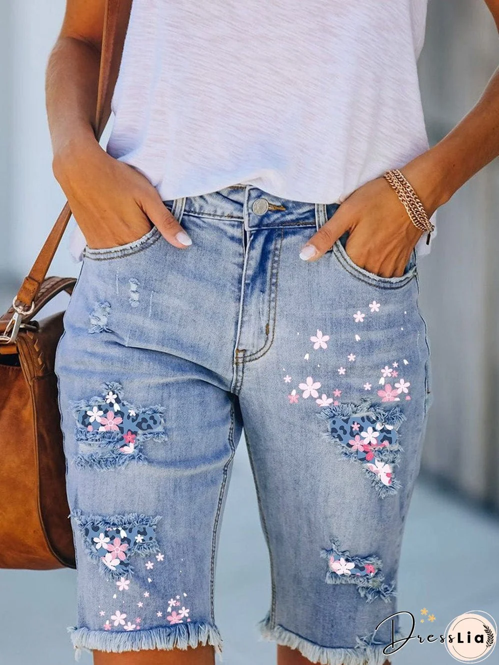 Printed Denim Shorts for Summer