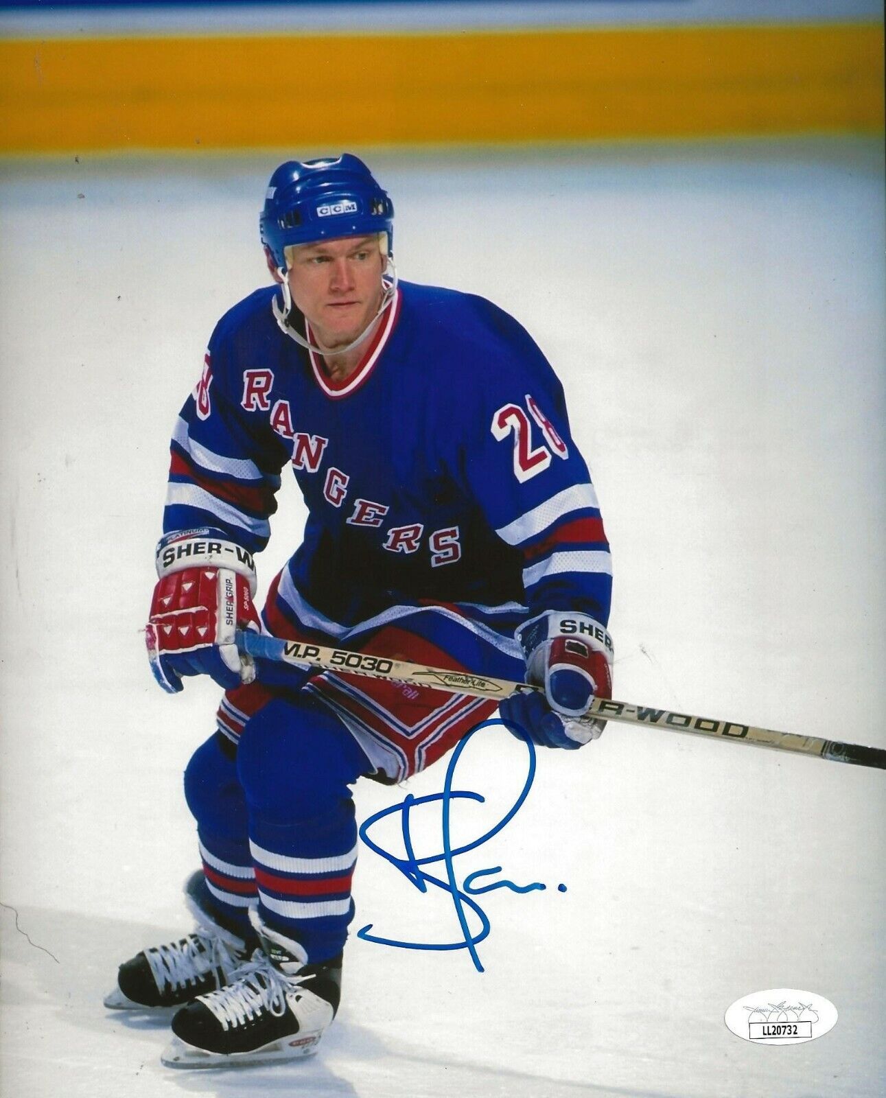 Steve Larmer signed New York Rangers 8x10 Photo Poster painting autographed 2 JSA