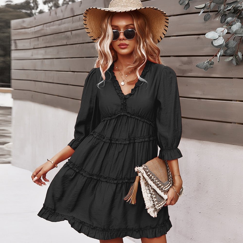 V-neck Sexy Dress Casual Holiday Style | EGEMISS