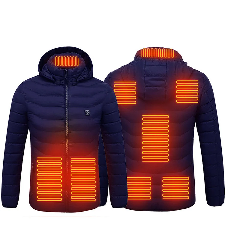 Heated Jacket for Women and Men with Battery Pack 5V Heated Coat Detachable Hood - 9 Heated Zones