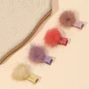 6PCS Adorable Plain Colors Fluffy Hair Pins for Baby Girls