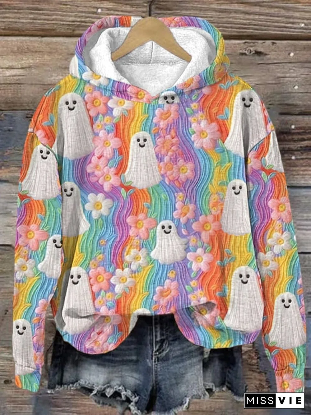 Women's Colorful Ghost Halloween Hoodie