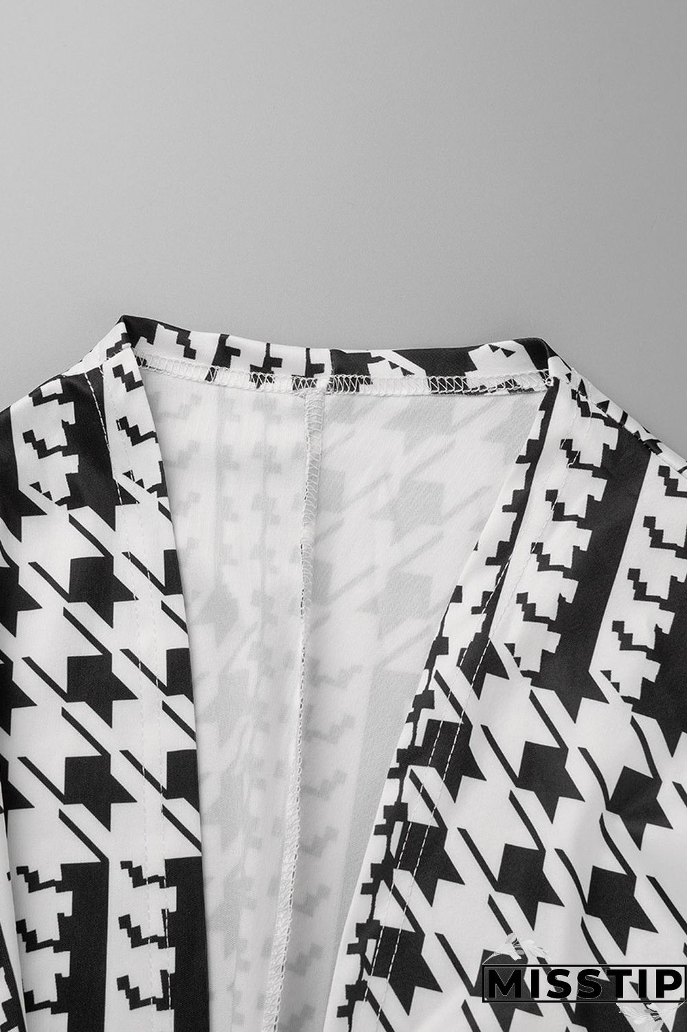 Black White Casual Print Ripped Printing Cardigan Collar Long Sleeve Two Pieces