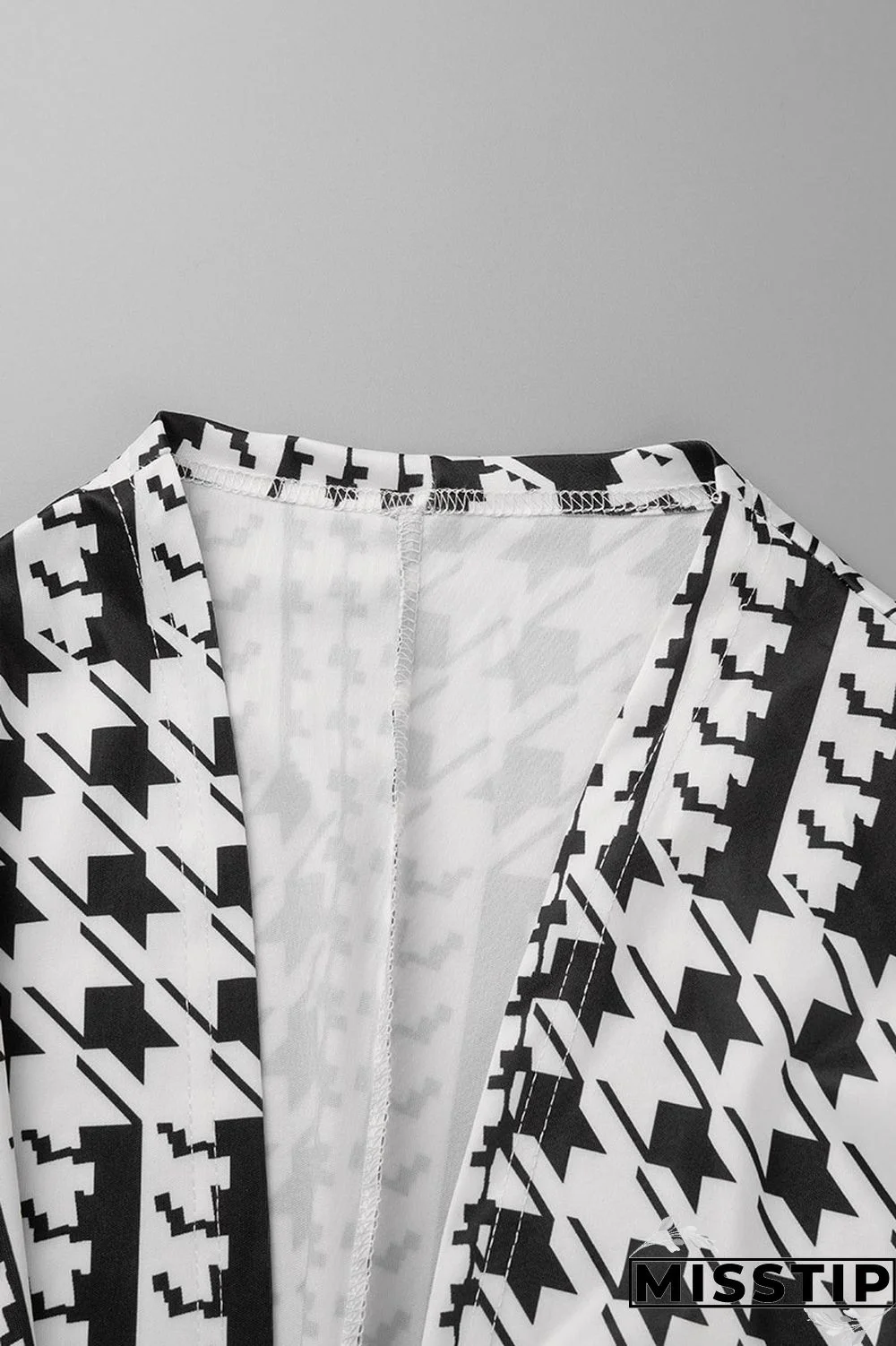 Black White Casual Print Ripped Printing Cardigan Collar Long Sleeve Two Pieces