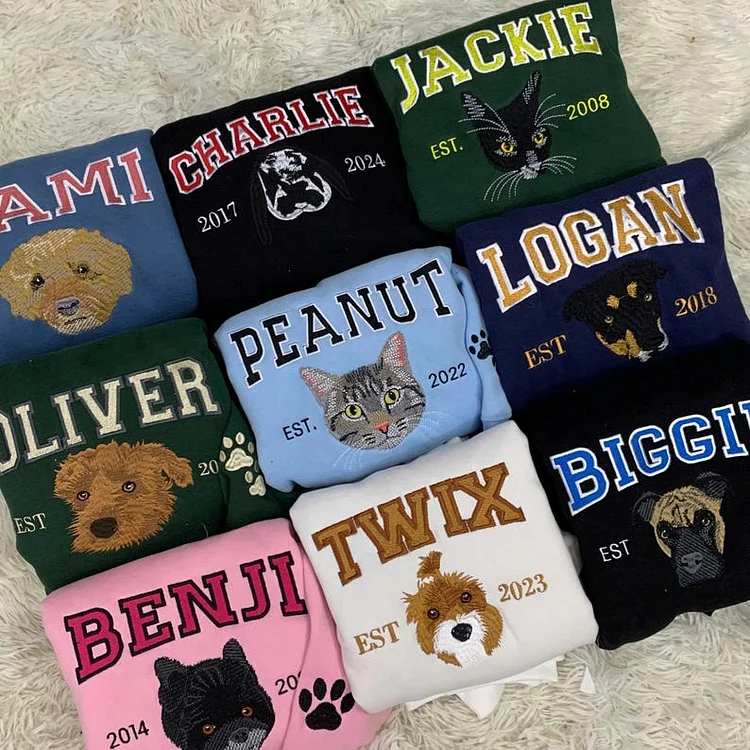 Custom Embroidered Pet Unisex Sweater From Pet&lsquo;s Photo and Name
