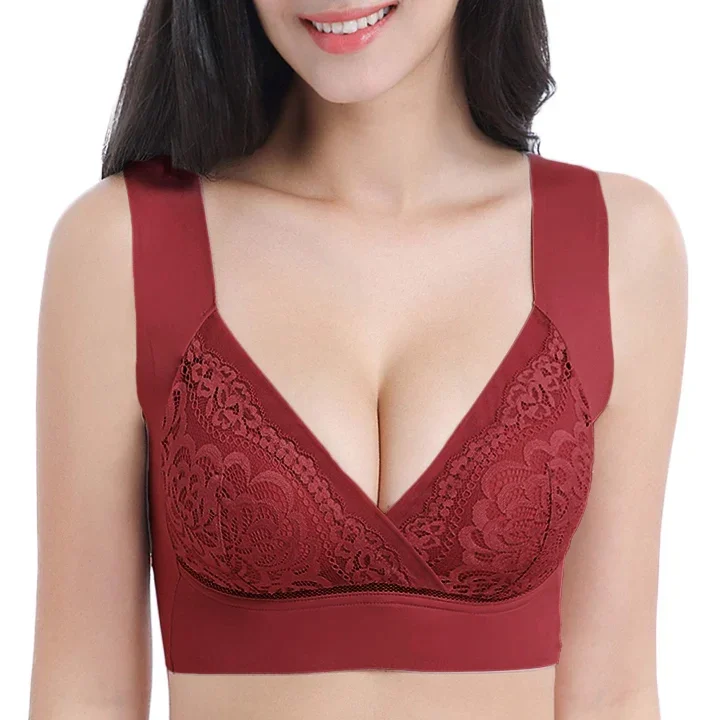 HOT SALE🔥 –Plus Size Comfort Extra Elastic Wireless Support Lace Bra【M-6L】