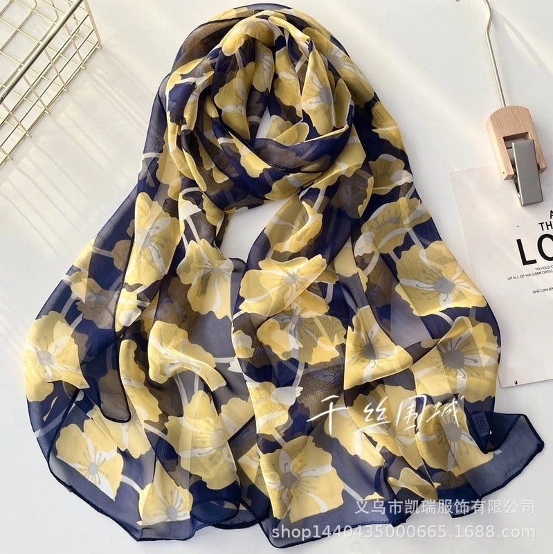 Women’s Sweet Flower Georgette Silk Scarves