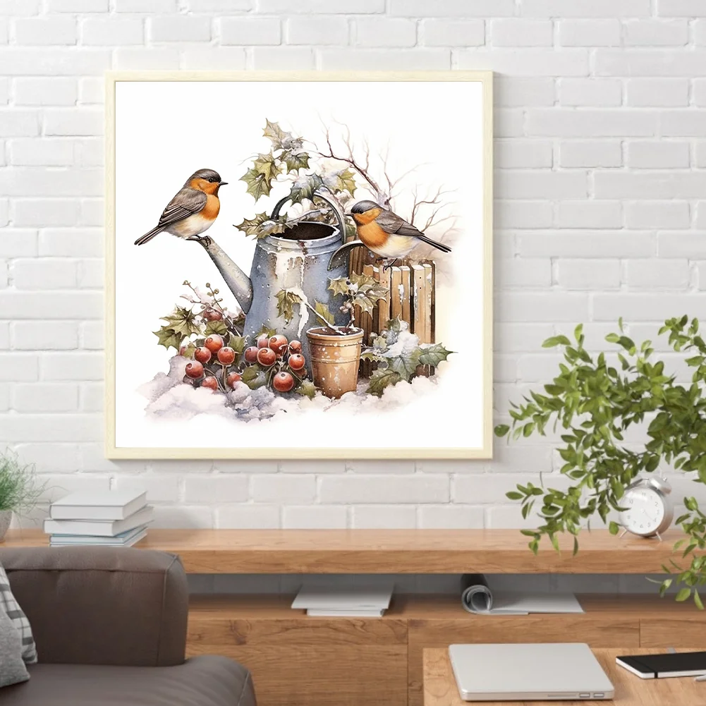 Diamond Painting - Full Round Drill - Winter Bird(Canvas|30*30cm)