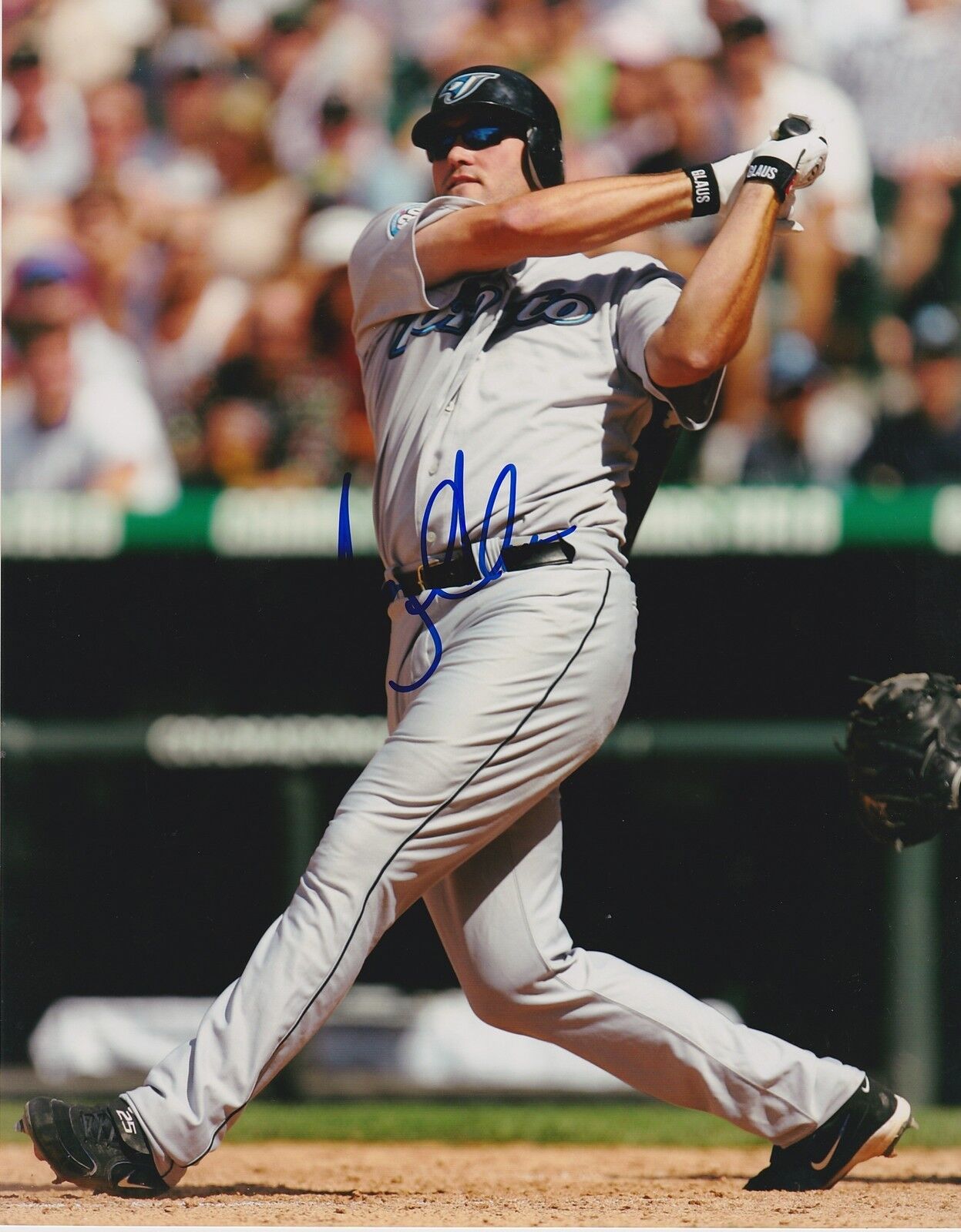 TROY GLAUS TORONTO BLUE JAYS ACTION SIGNED 8x10