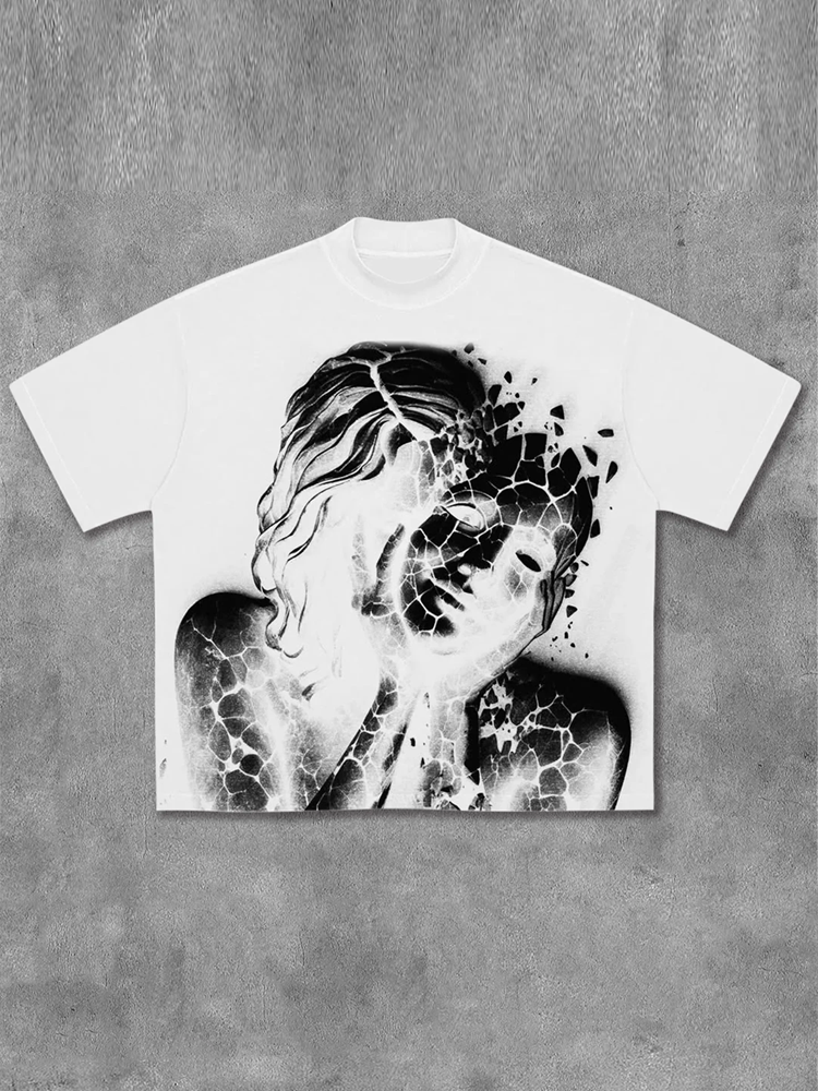 Blindfolded Girls Print Short Sleeve T-shirt 1