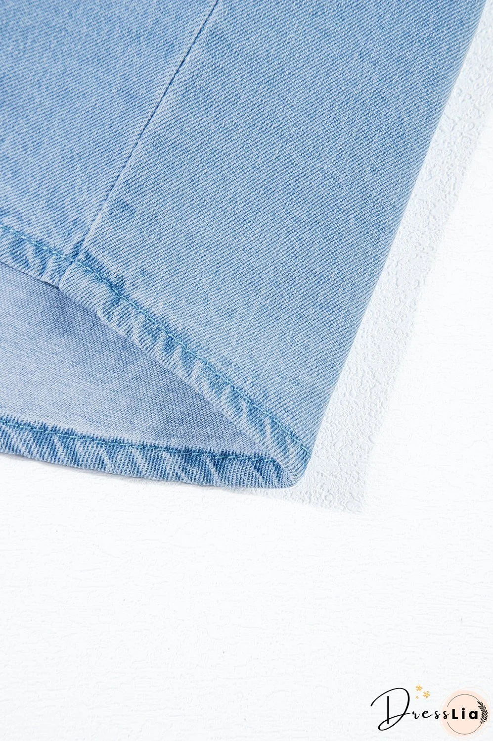 Button Front Frayed Denim Top