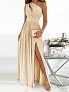 One-Shoulder Solid Color Maxi Dress