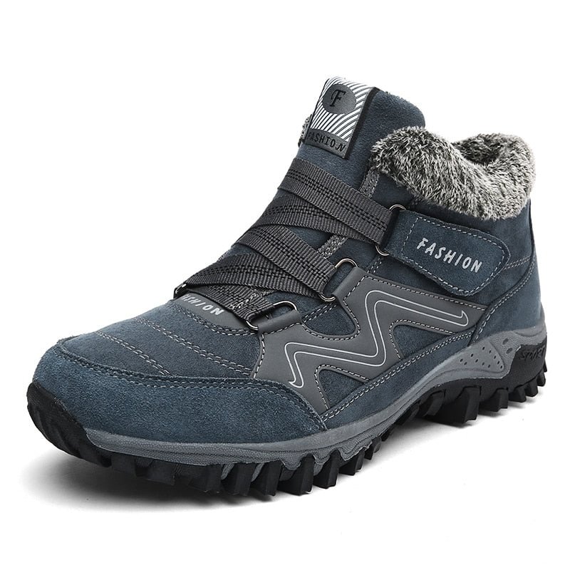 LUFUMA Leather Men Boots Winter with Fur 2022 Warm Snow Boots Men Winter Work Casual Shoes Sneakers High Top Rubber Ankle Boots