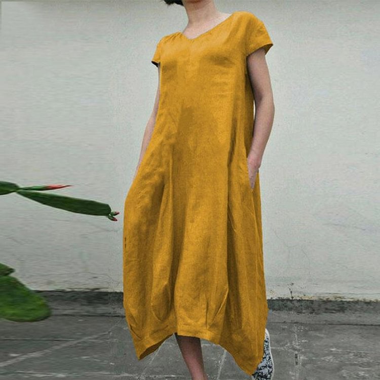 Retro Short Sleeve Summer Casual Dress socialshop