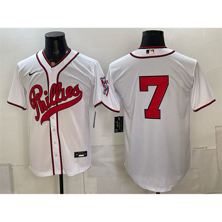 Men's Philadelphia Phillies #7 Trea Turner White 2026 Field of Dreams Stadium Jersey