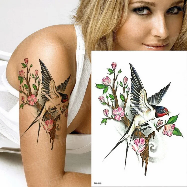 Watercolor Hummingbird Temporary Fake Tattoo Body Art Sticker Waterproof Hand Bird Tattoo for Women Arm Men Tattoos Water Color