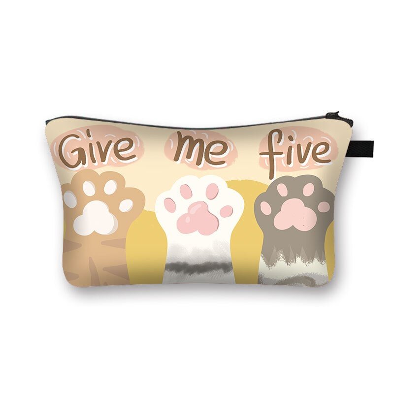Polyester Cosmetic Bag - Cat Paw Letters