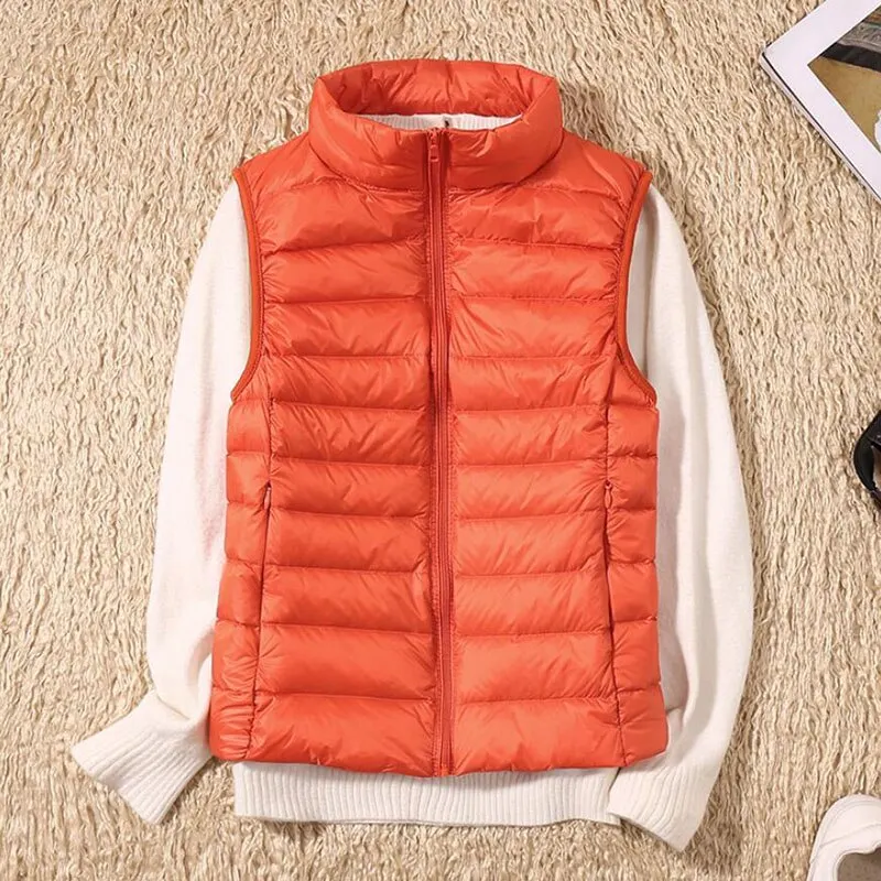 Ultra Light White Duck Down Women Vest short Jacket Autumn winter New Sleeveless Slim Portable Down Vest Coat Female Waistcoat