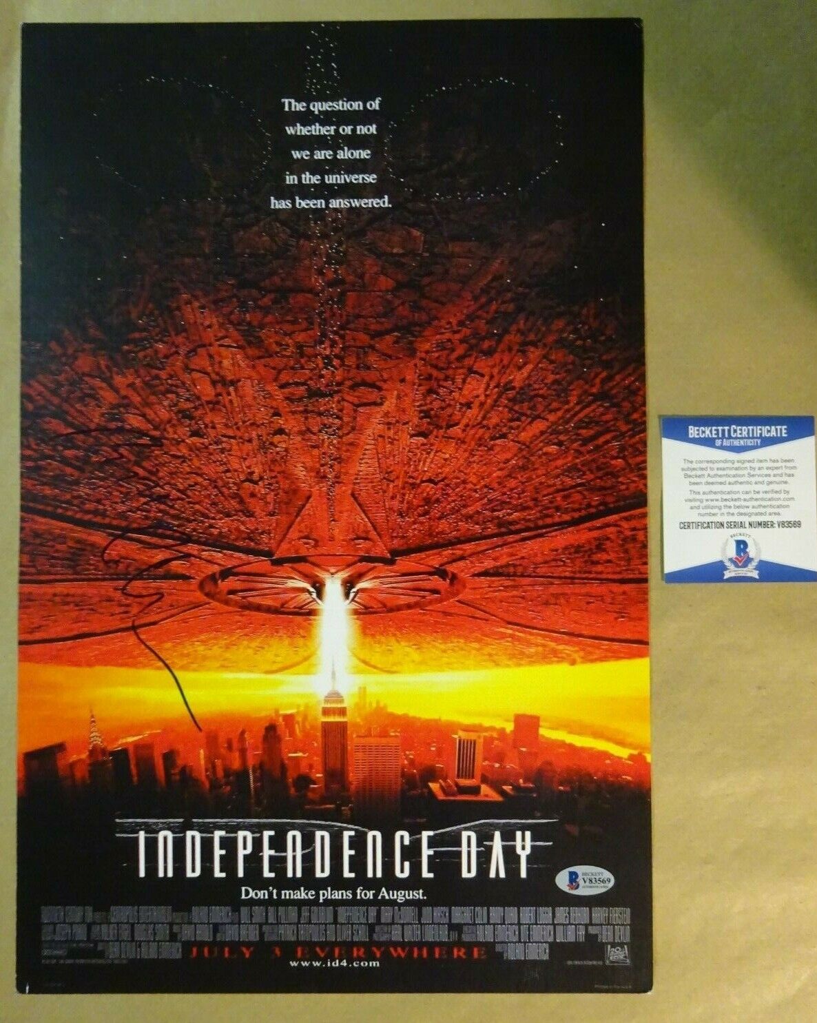 Signed BILL PULLMAN Autographed Independence Day 11x17