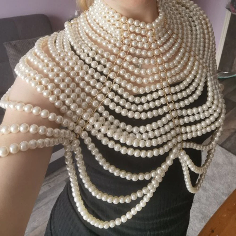 Dvacaman Korean Handmade Simulated Pearl Statement Necklace Women 2019 New Fashion Sex Body Chain Charm Necklace Jewelry Female