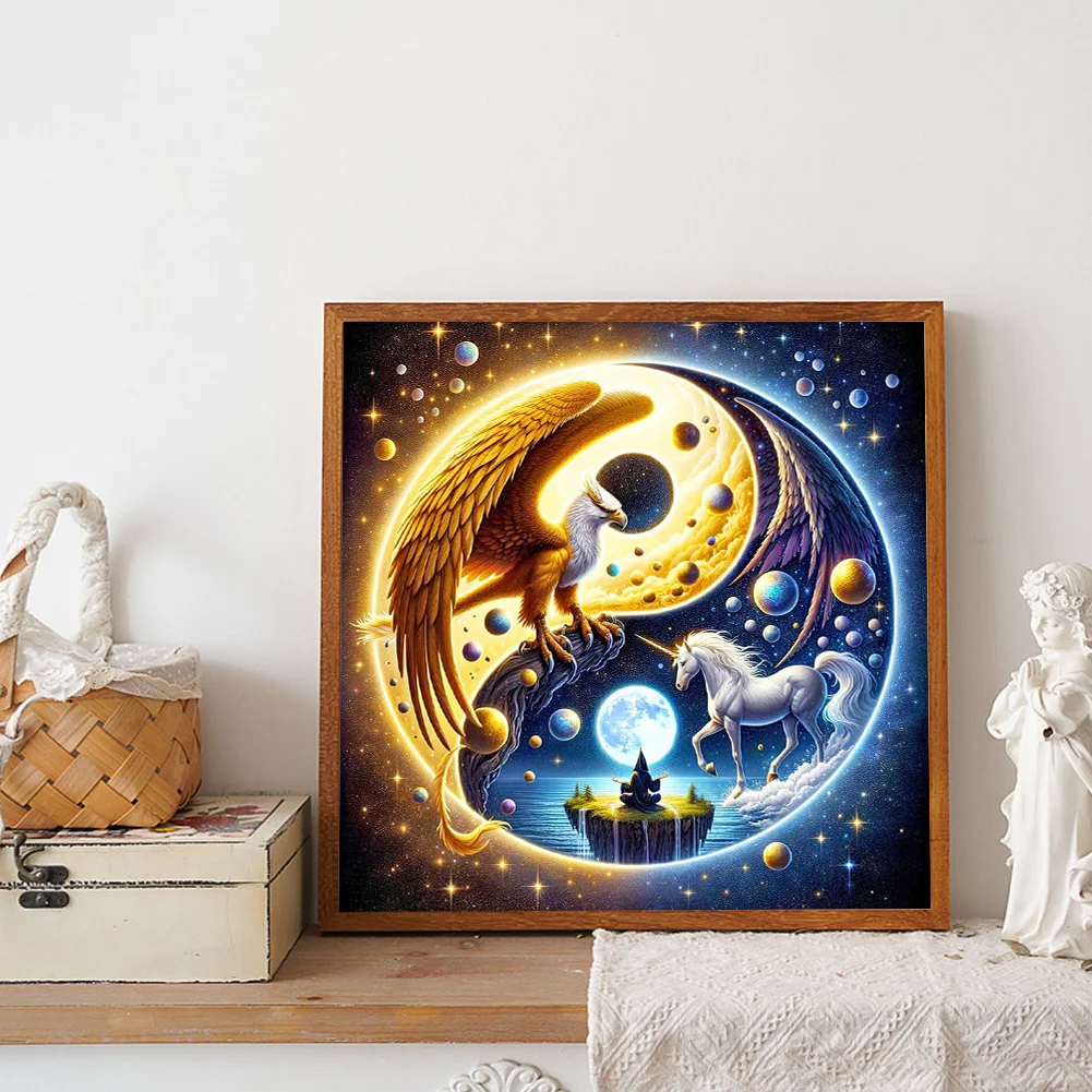 Diamond Painting - Full Round Drill - Yin Yang Eagle Unicorn(Canvas|40*40cm)
