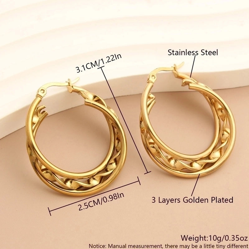 1 Pair Minimalist Commute Solid Color Plating 304 Stainless Steel 18K Gold Plated Earrings