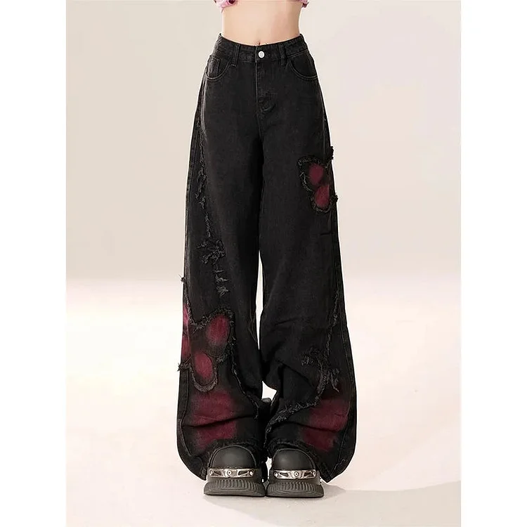 Gothic Baggy Butterfly Denim Pant