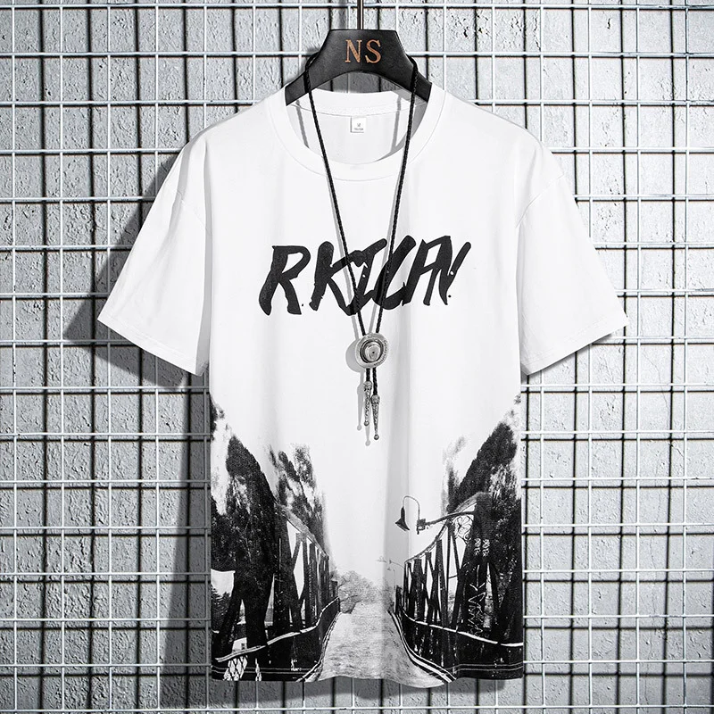 Techwear Graffiti Fashion Letter Landscape Tees Techwear Shop