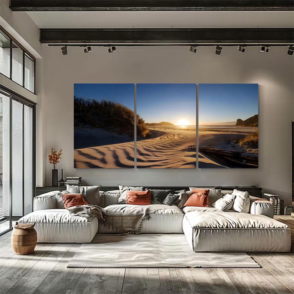 3-Piece Set Rippling Sand Dunes Sunrise Coast Canvas Art