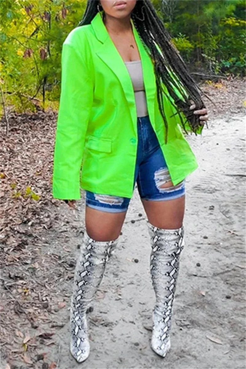 Fashion Casual Solid Cardigan Turn-back Collar Outerwear