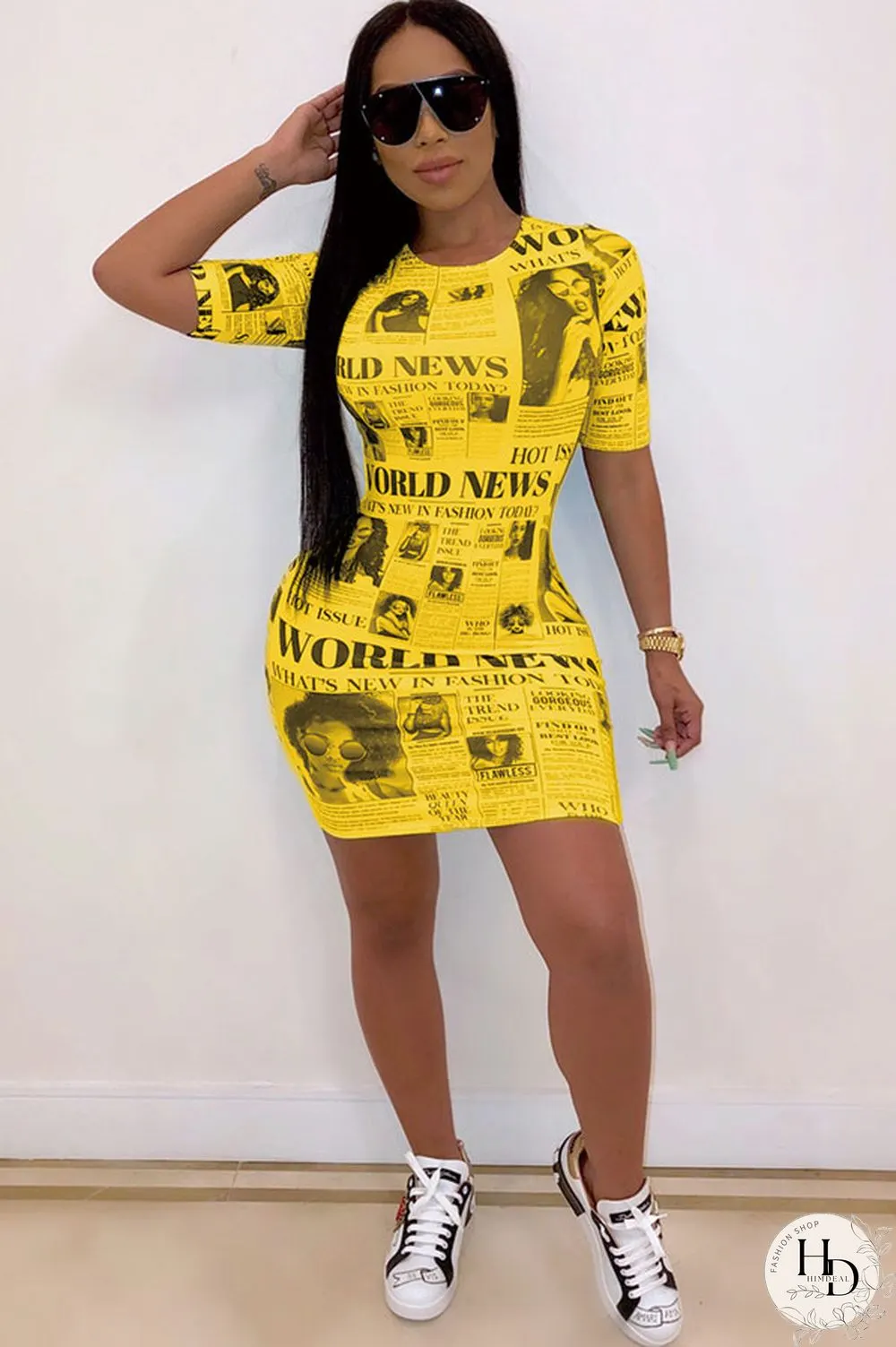 Green Polyester Sexy Cap Sleeve Short Sleeves O neck Step Skirt Mini Patchwork Print Club Dresses