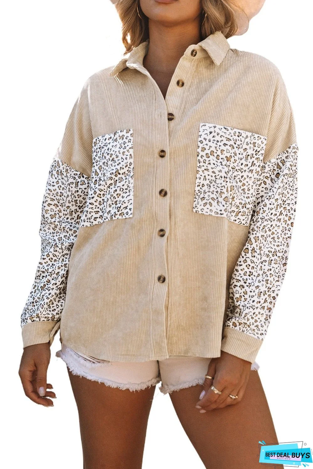 Corduroy Buttoned Shirt Jacket