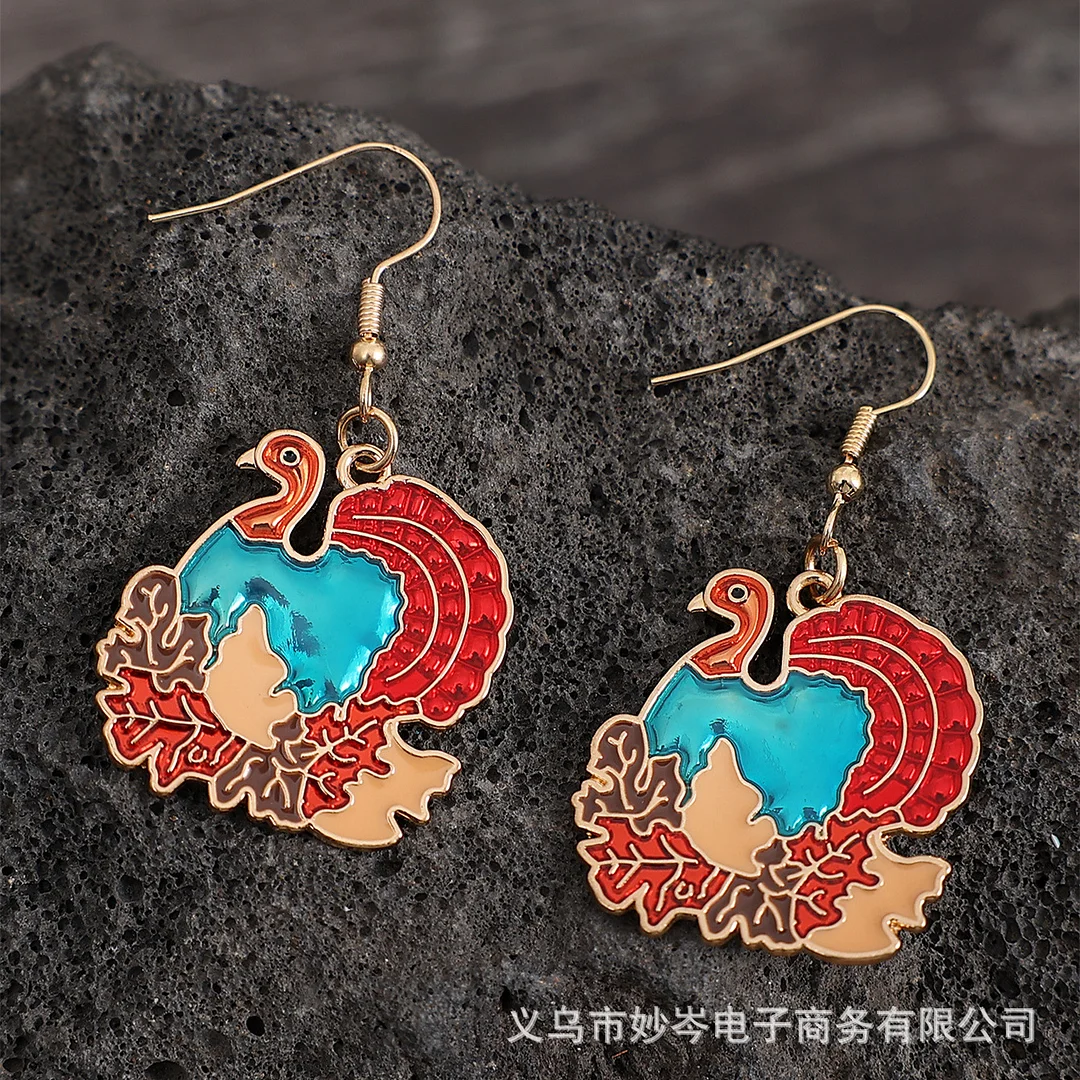 Vintage Turkey Chicken Earrings