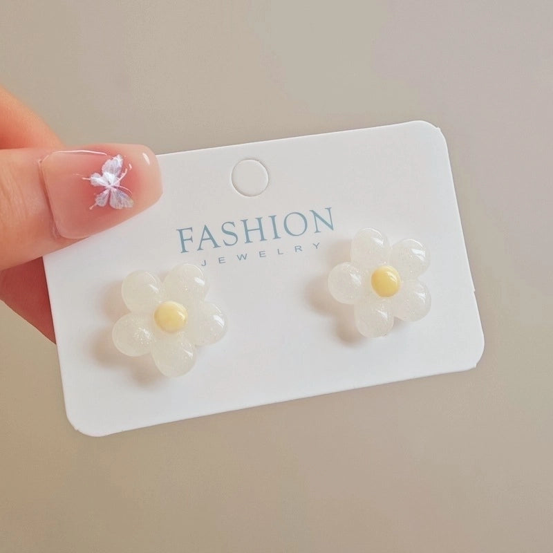 3 Pieces Sweet Heart Shape Rose Flower Inlay Imitation Pearl Alloy Rhinestones Earrings