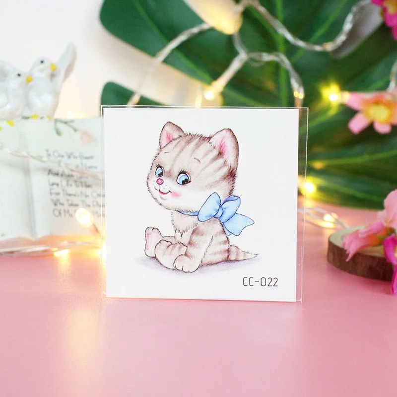 Cartoon Cat and Dog Face Stickers Tattoo Stickers Waterproof Girl/Child Cute Makeup Stickers Small Tattoo Pet Temporary Tattoos