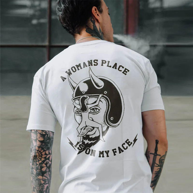 A Womans Place Is On My Face Print Men's T-shirt -  