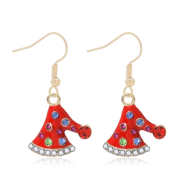 Fashion Christmas Tree Gloves Alloy Plating Inlay Artificial Gemstones Christmas Women’s Drop Earrings 1 Pair