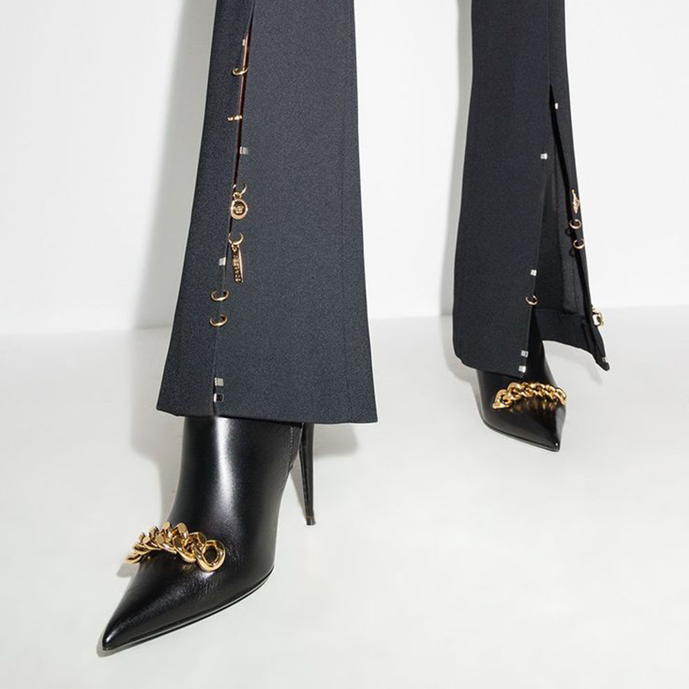 Black Vegan Leather Closed Toe Stiletto Heel Ankle Boots Nicepairs