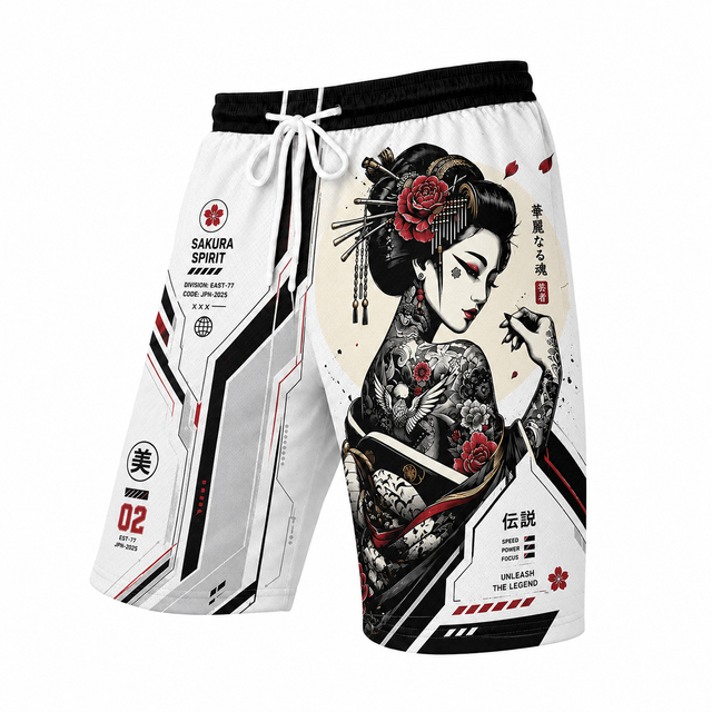 Techwear Geisha Blossom Athletic Shorts