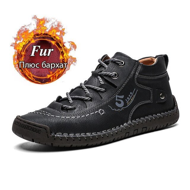 LEOSOXS Men's Fashion Casual Shoes Flat Martin Boots Leather Shoes Outdoor Shoes Plus Size 39-48