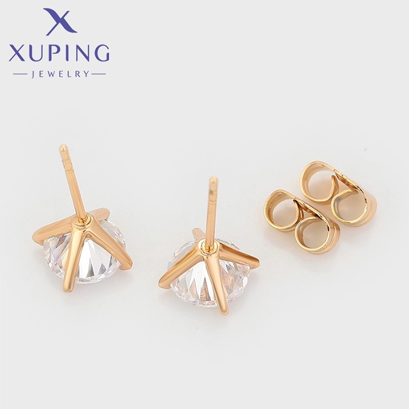 1 Pair Basic XUPING Minimalist Geometric Inlay Copper Artificial Gemstones 18K Gold Plated Ear Studs
