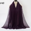 Pleated Linen Cotton Scarf Woolen Edge Women Hijab Shawl