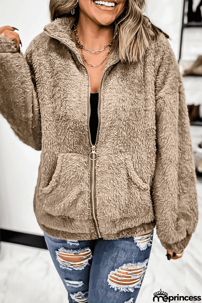 Fashion Solid Patchwork Turndown Collar Outerwear