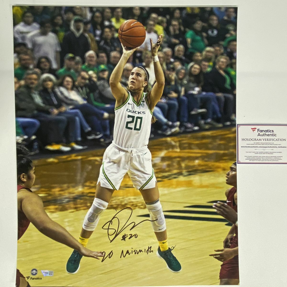 Autographed/Signed SABRINA IONESCU 20 Naismith Oregon 16x20 Photo Poster painting Fanatics COA