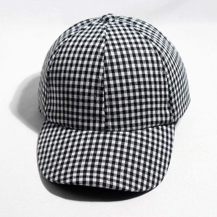 vintage white black plaid hat women's cap summer Autumn baseball cap ladies