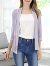 Vibrant V-Neck Crochet Cardigan - Elegant 3/4 Sleeve Mesh Slim Fit, Breathable, Casual, Comfortable, Women's Fashion Clothing for Daily Wear